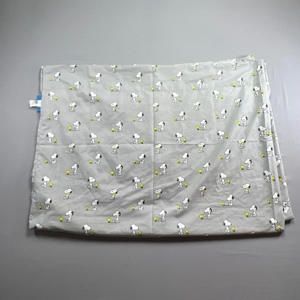 Berkshire Blanket Home Co Peanuts Snoopy Woodstock Flat Sheet Gray (67